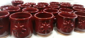 Red mugs with star of Bethlehem - perfect for gluhwein, scotch and other spirits