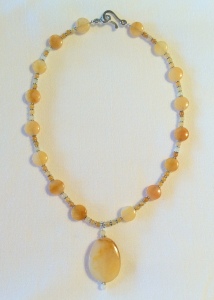 Yellow Jade Necklace with Pendant